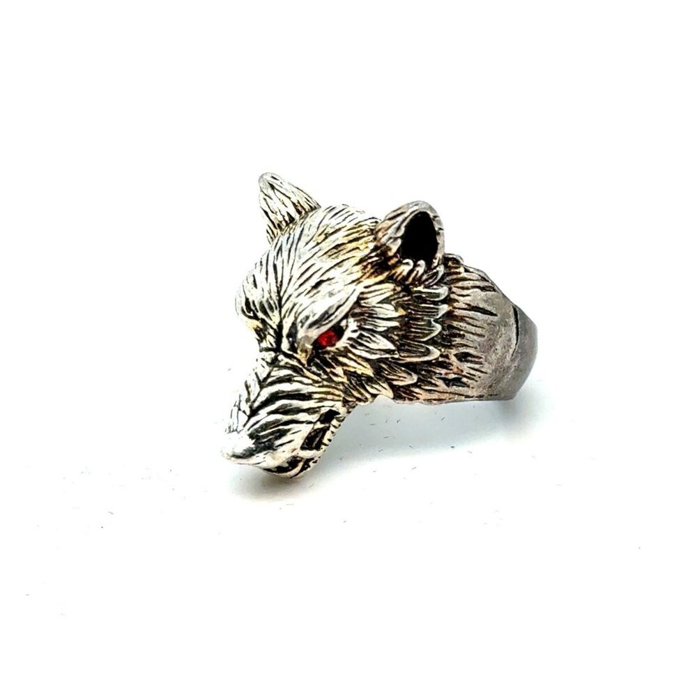 Men's Vintage‎ Silver Wolf Red Eyes Ring